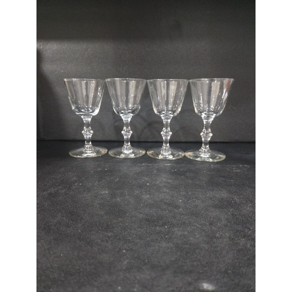 Libbey Georgian Vintage Liquor Glasses, Cocktail Cordials, Set of 4, Clear Stem - Picture 3 of 9
